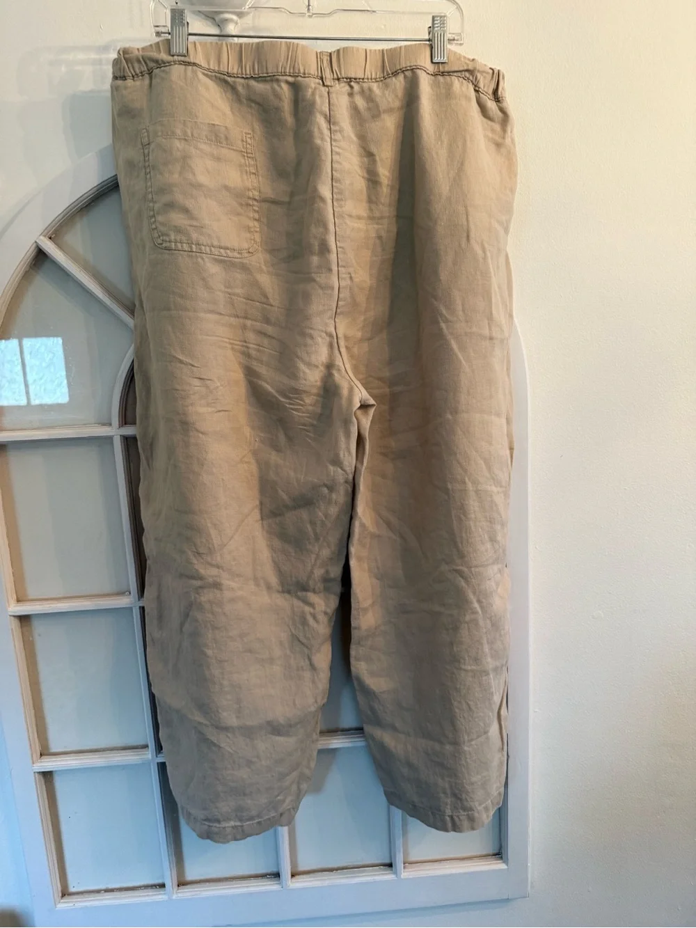 Quince 100% European Linen Elastic Waist Pants Beige Khaki - Size XL